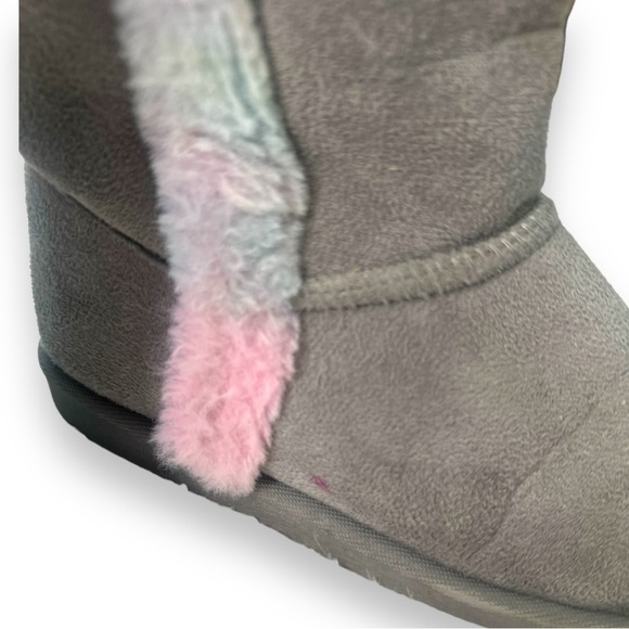 Fabkids Girls Rainbow Fur Lined Boot in Grey - 13 - Picture 5 of 10